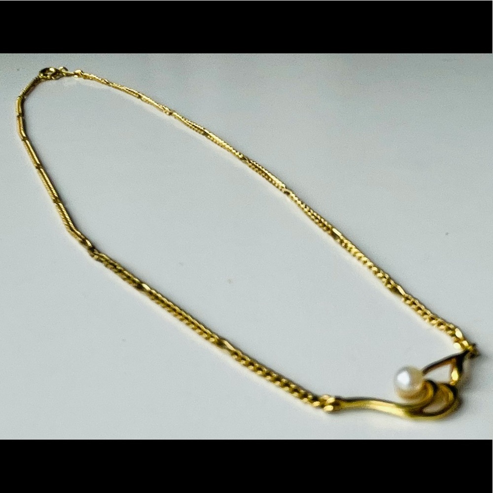 Gold-Tone Chain with Faux Pearl Pendant